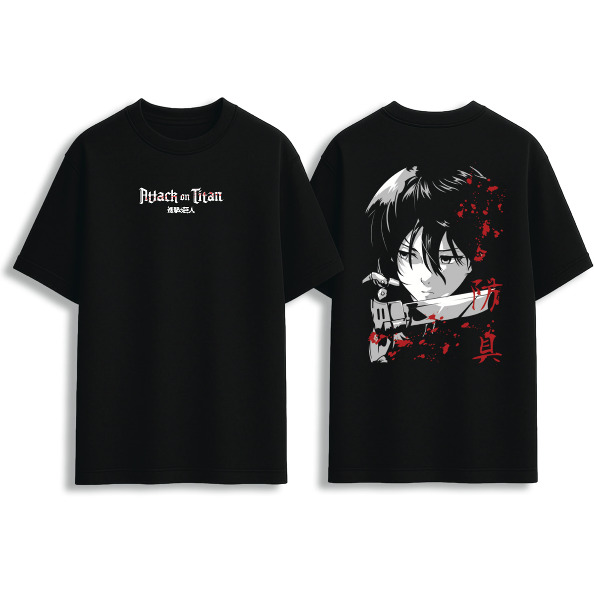Attack on Titan Anime Oversized T-Shirt – Black