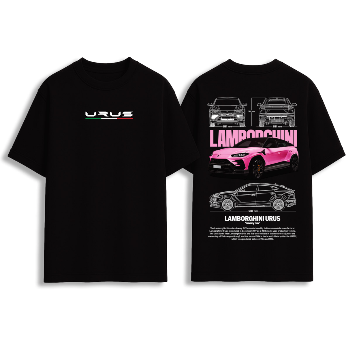 Lamborghini Urus Technical Graphic Oversized T-Shirt