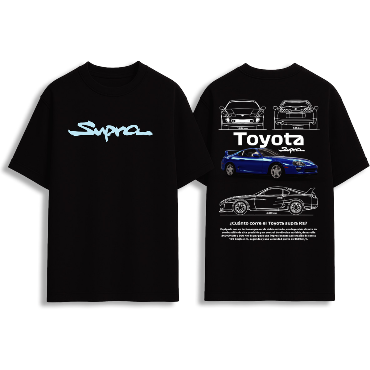 Toyota Supra Blueprint Graphic Oversized T-Shirt