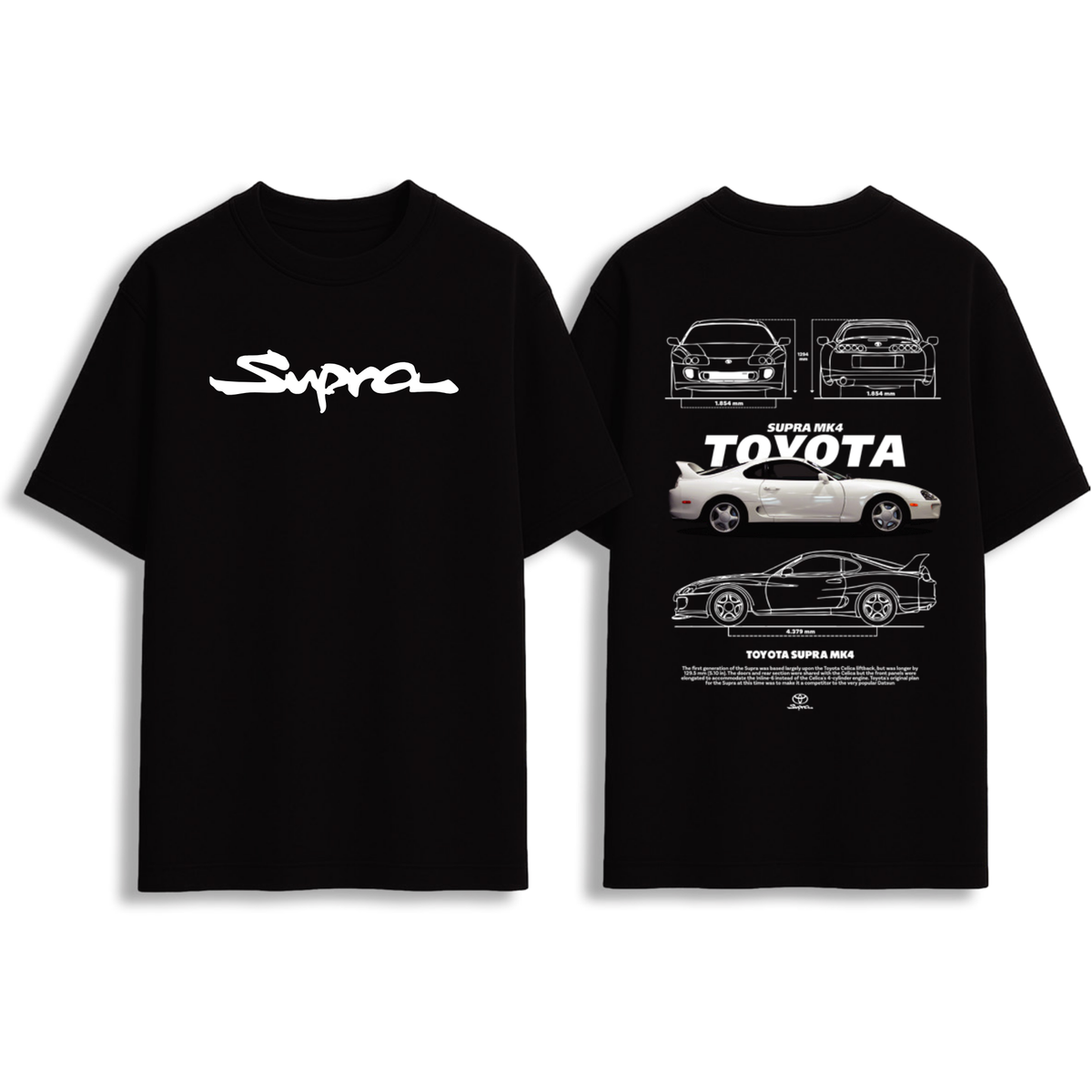 Toyota Supra MK4 Blueprint Car Graphic Oversized T-Shirt