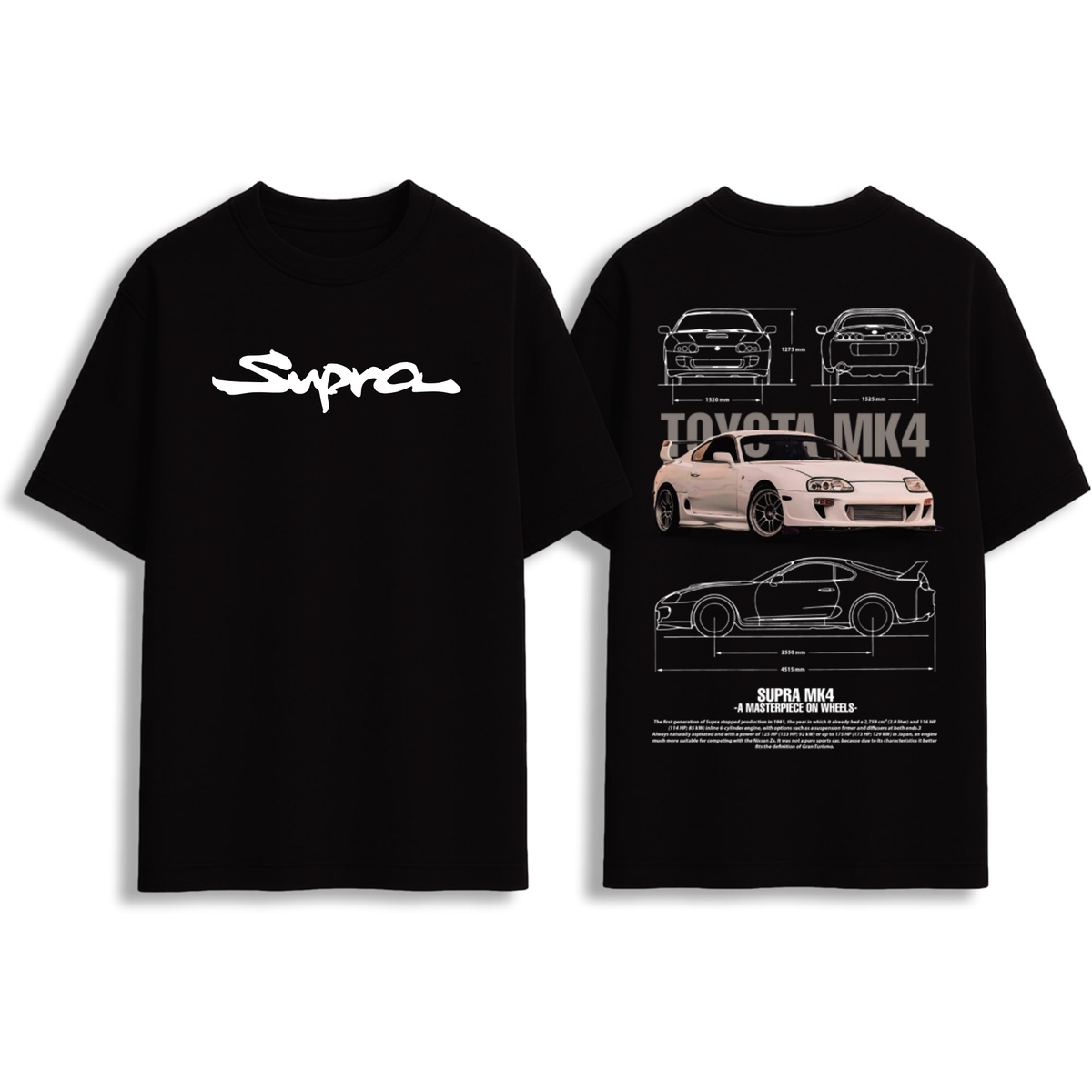 Toyota Supra MK4 Blueprint Graphic Oversized T-Shirt