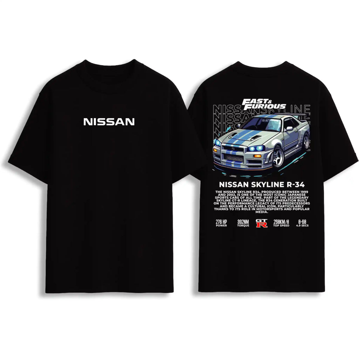 Nissan Skyline R34 Fast & Furious Graphic Oversize T-Shirt