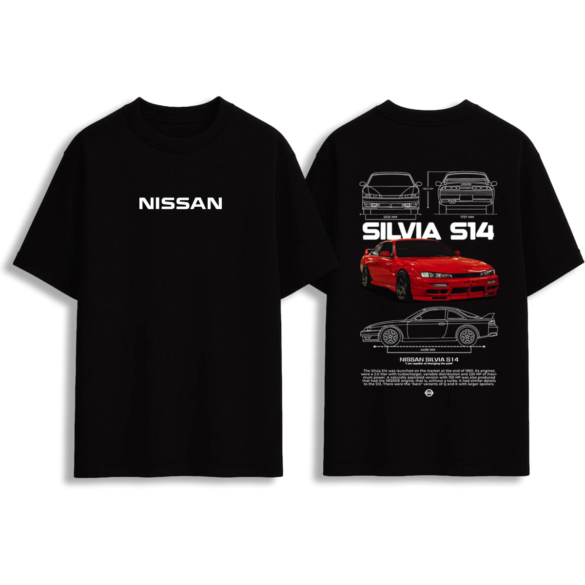 Black Nissan Silvia S14 Graphic Oversize T-Shirt