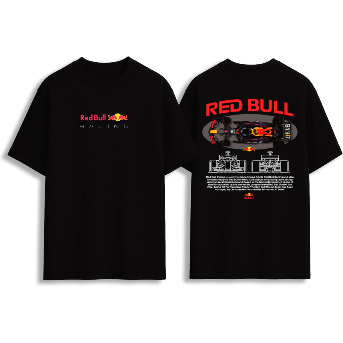 Red Bull Racing Formula 1 car graphic oversize T-shirt black