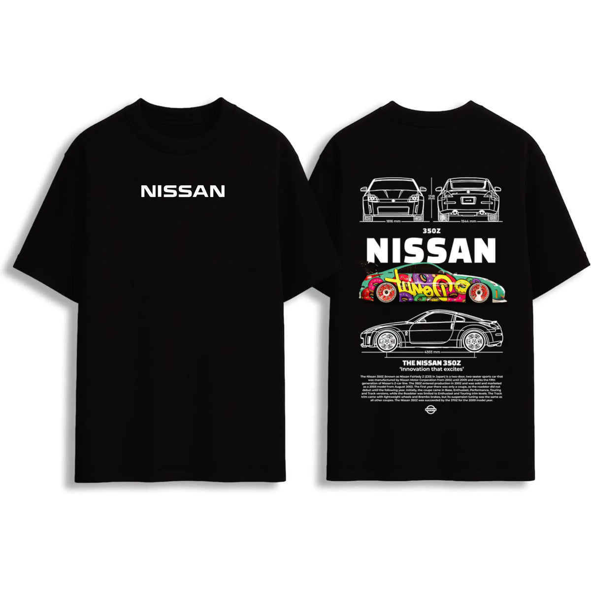 Nissan 350Z oversized T-shirt black front and back