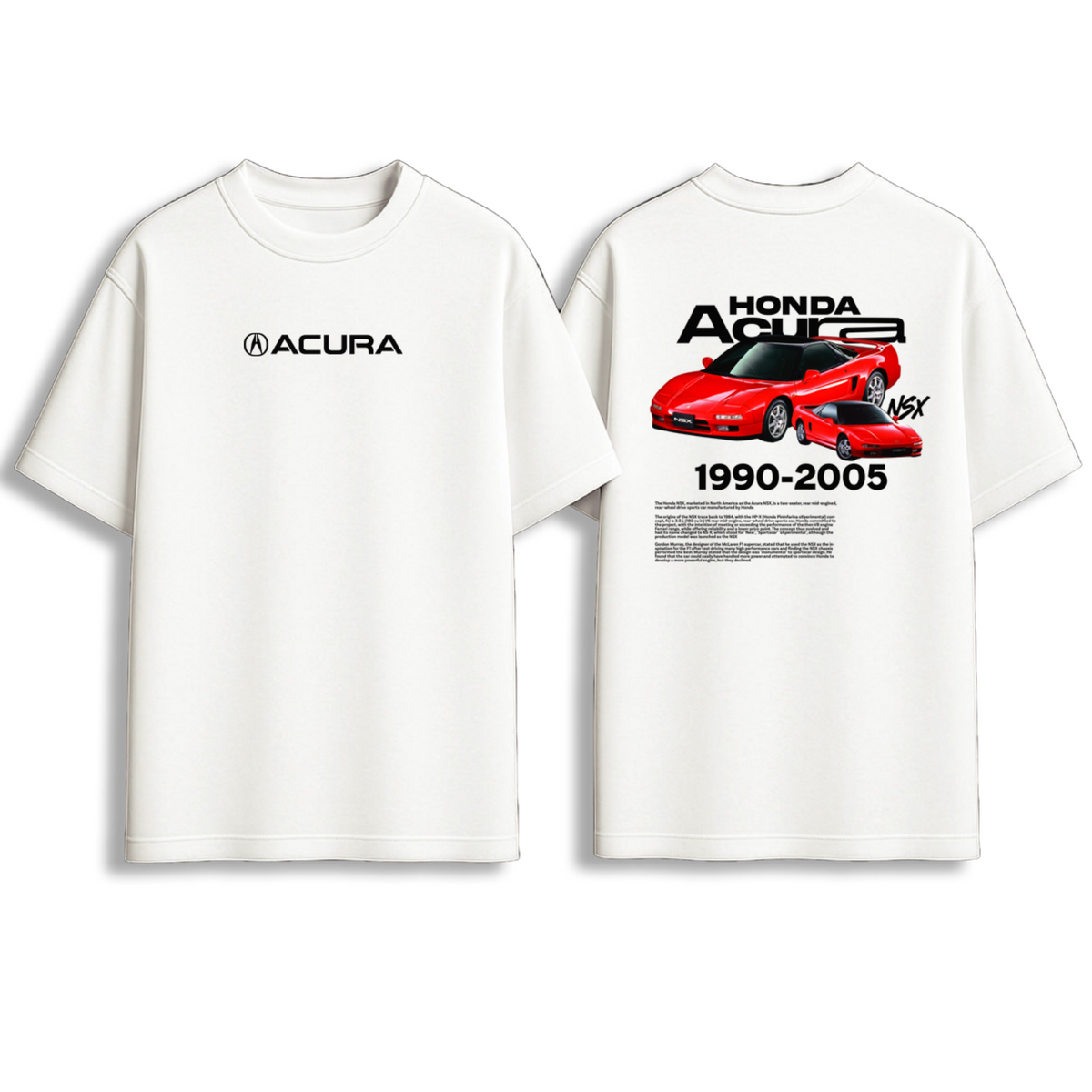 Acura NSX 1990-2005 car graphic oversized T-shirt front and back