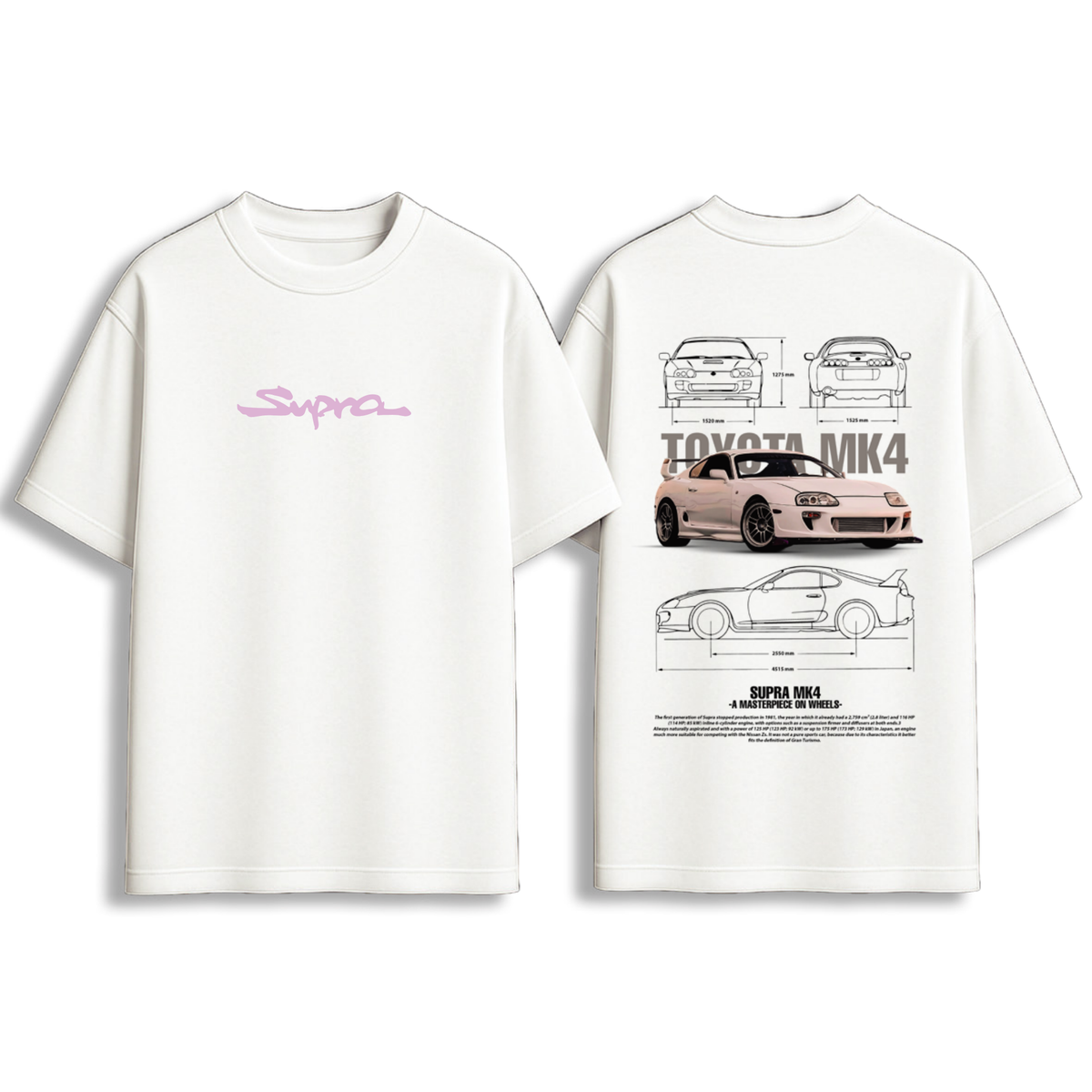 Toyota Supra MK4 Blueprint Graphic Oversized T-Shirt