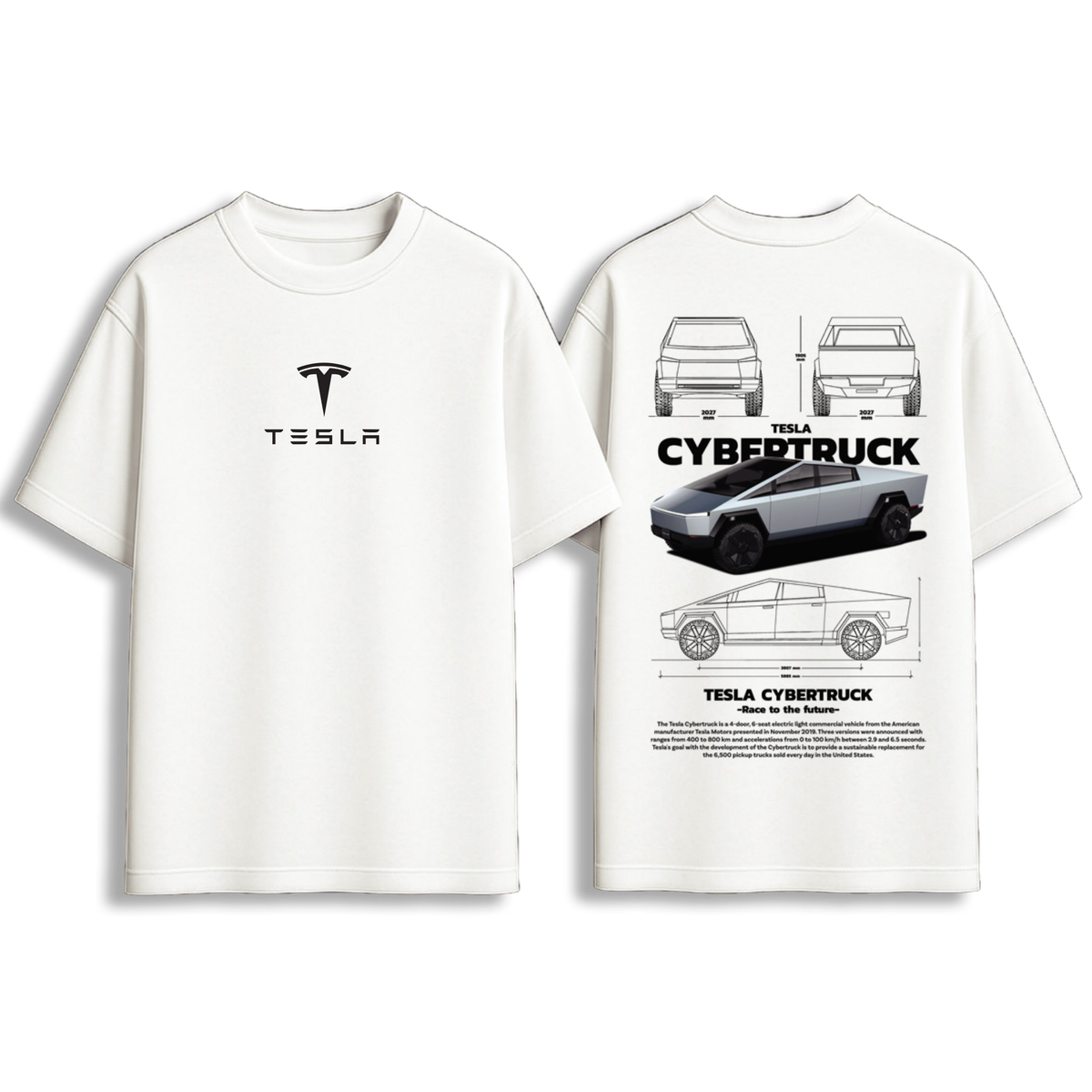 Tesla Cybertruck Car Graphic Oversize T-Shirt