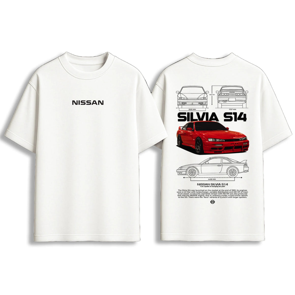 White Nissan Silvia S14 Graphic Oversize T-Shirt