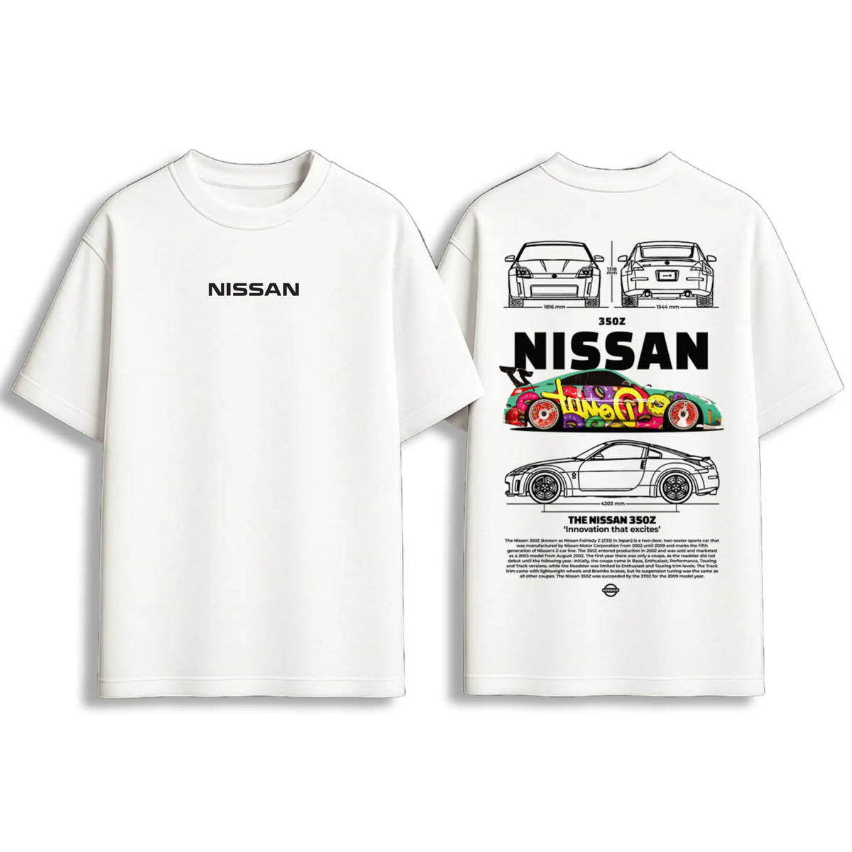 Nissan 350Z oversized T-shirt white front and back