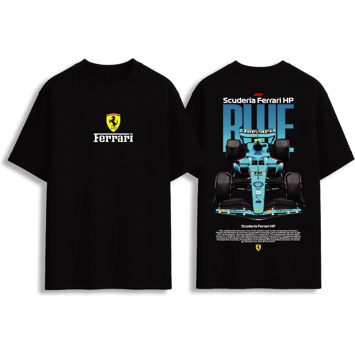 Ferrari Scuderia F1 race car graphic oversize T-shirt black