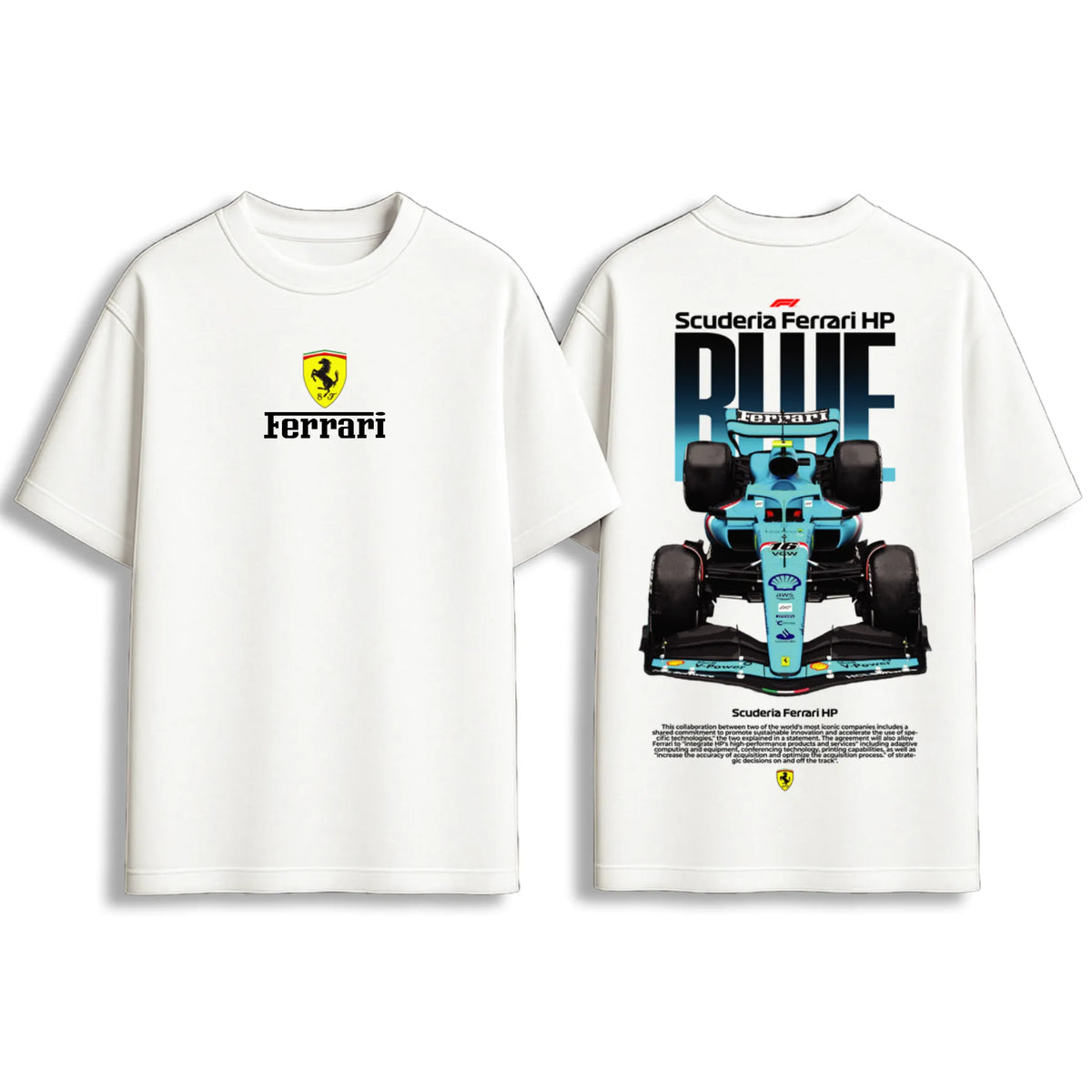 Ferrari Scuderia F1 race car graphic oversize T-shirt white