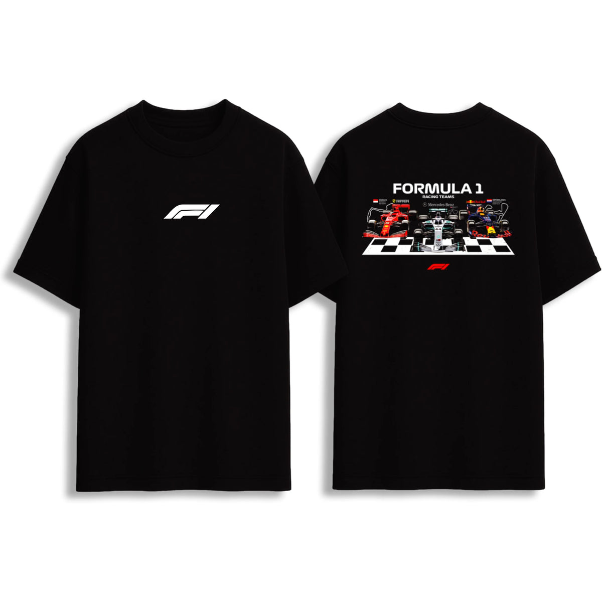 Formula 1 Racing Teams graphic oversized T-shirt black