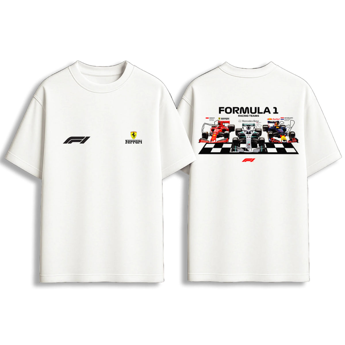 Formula 1 Racing Teams graphic oversized T-shirt white