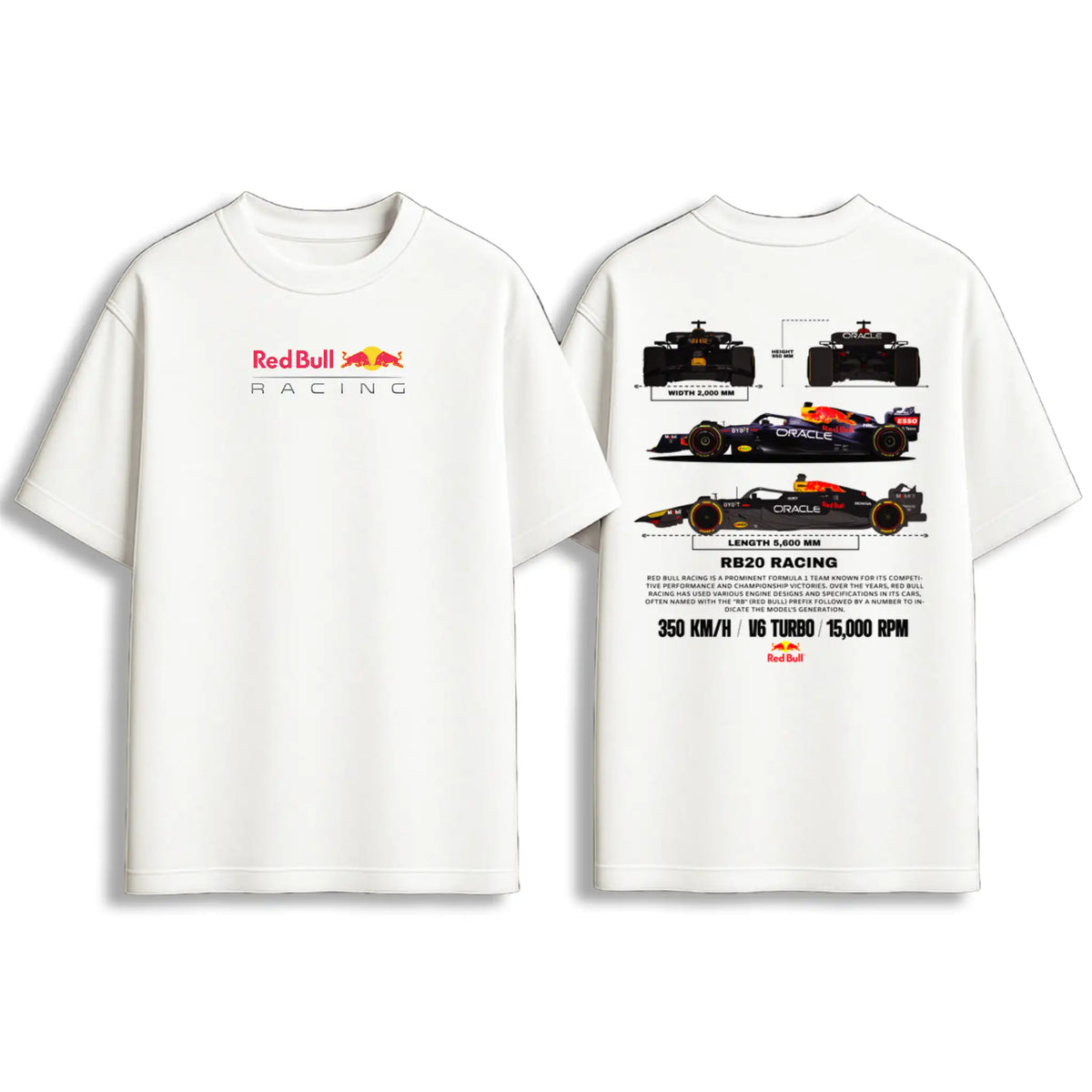 Red Bull Racing RB20 Formula 1 car graphic oversized T-shirt - White