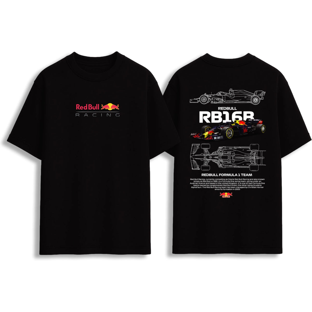 Red Bull Racing RB16R Formula 1 Oversize T-Shirt - Black