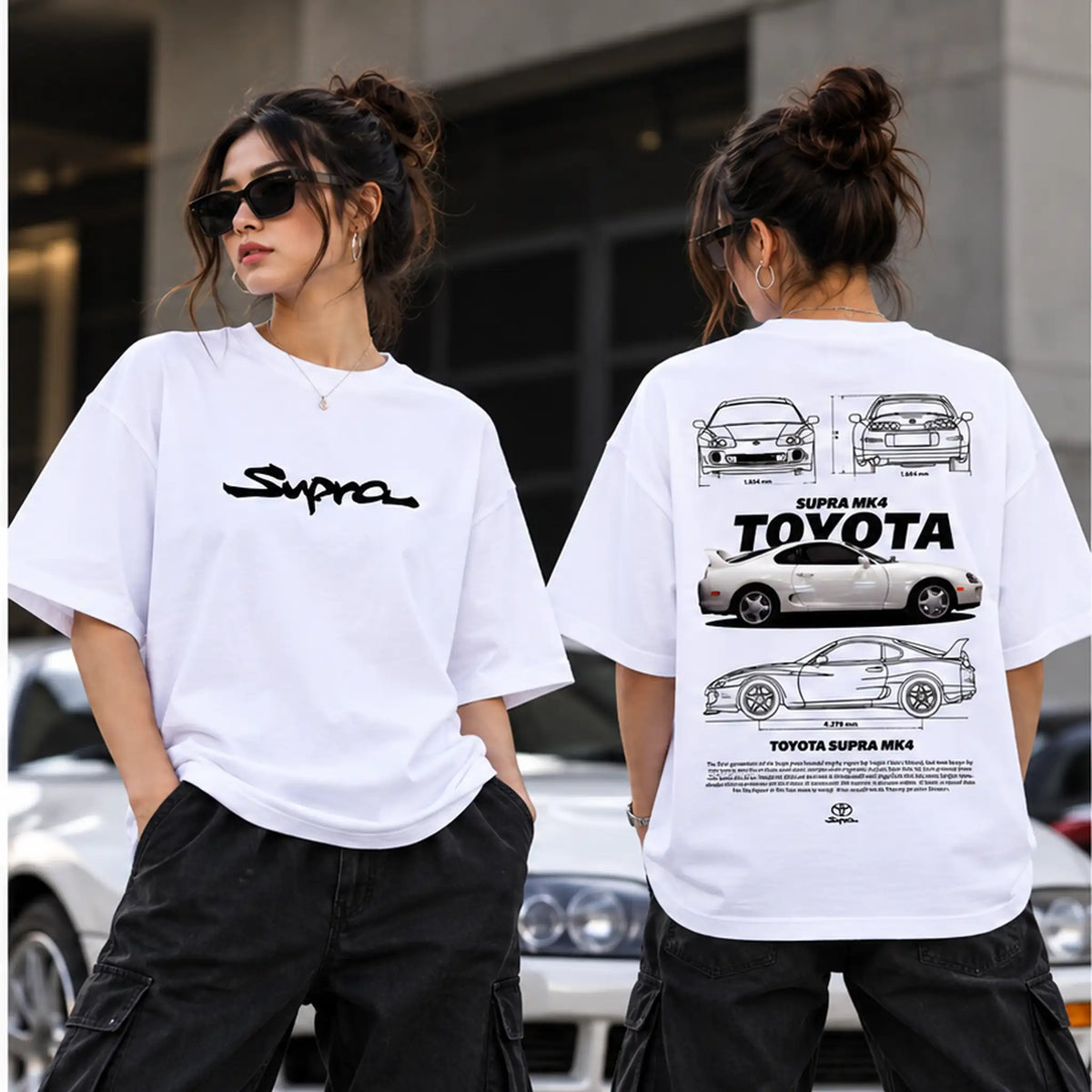 Toyota Supra MK4 oversized T-shirt female model
