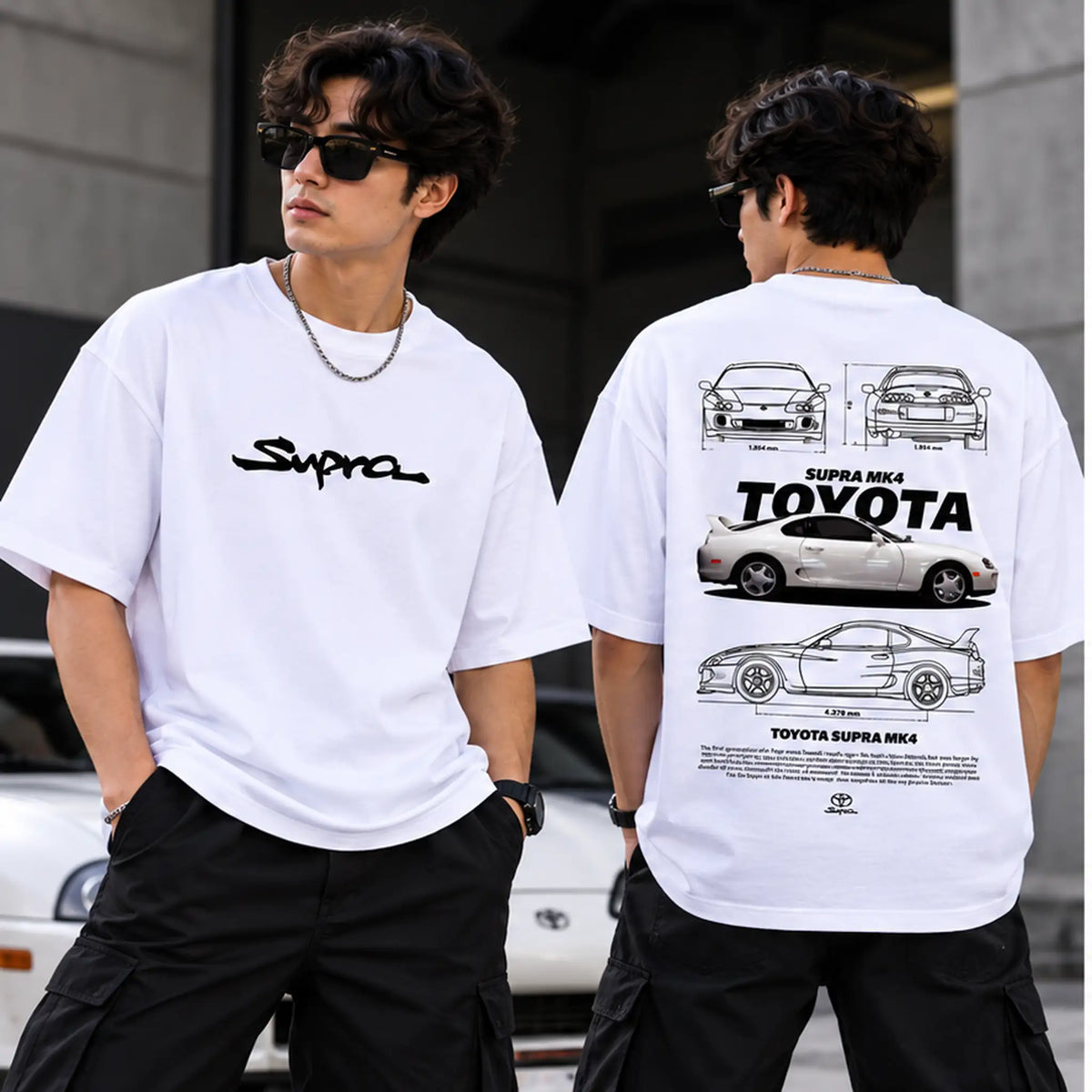 Toyota Supra MK4 oversized T-shirt male model